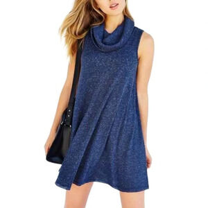 BDG Urban Outfitters Ribbed Speckled Cowl Neck Sleeveless Dress Navy Blue Size S